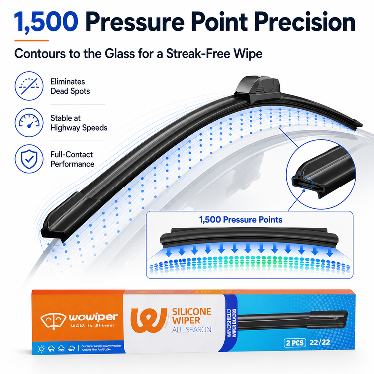 Ford F150 F250 F350 2012-2020 Wiper Blades, Wowiper Premium Silicone 22"+22" Front Windshield Set (Pack of 2)