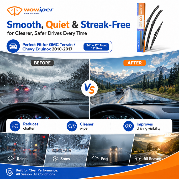 GMC Terrain / Chevy Equinox 2010-2017 Wiper Blades, WOWIPER 24"+17" Front & 13" Rear Set
