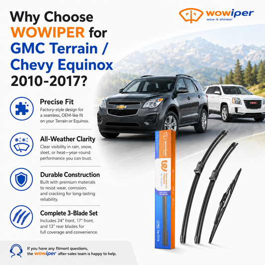 GMC Terrain / Chevy Equinox 2010-2017 Wiper Blades, WOWIPER 24"+17" Front & 13" Rear Set