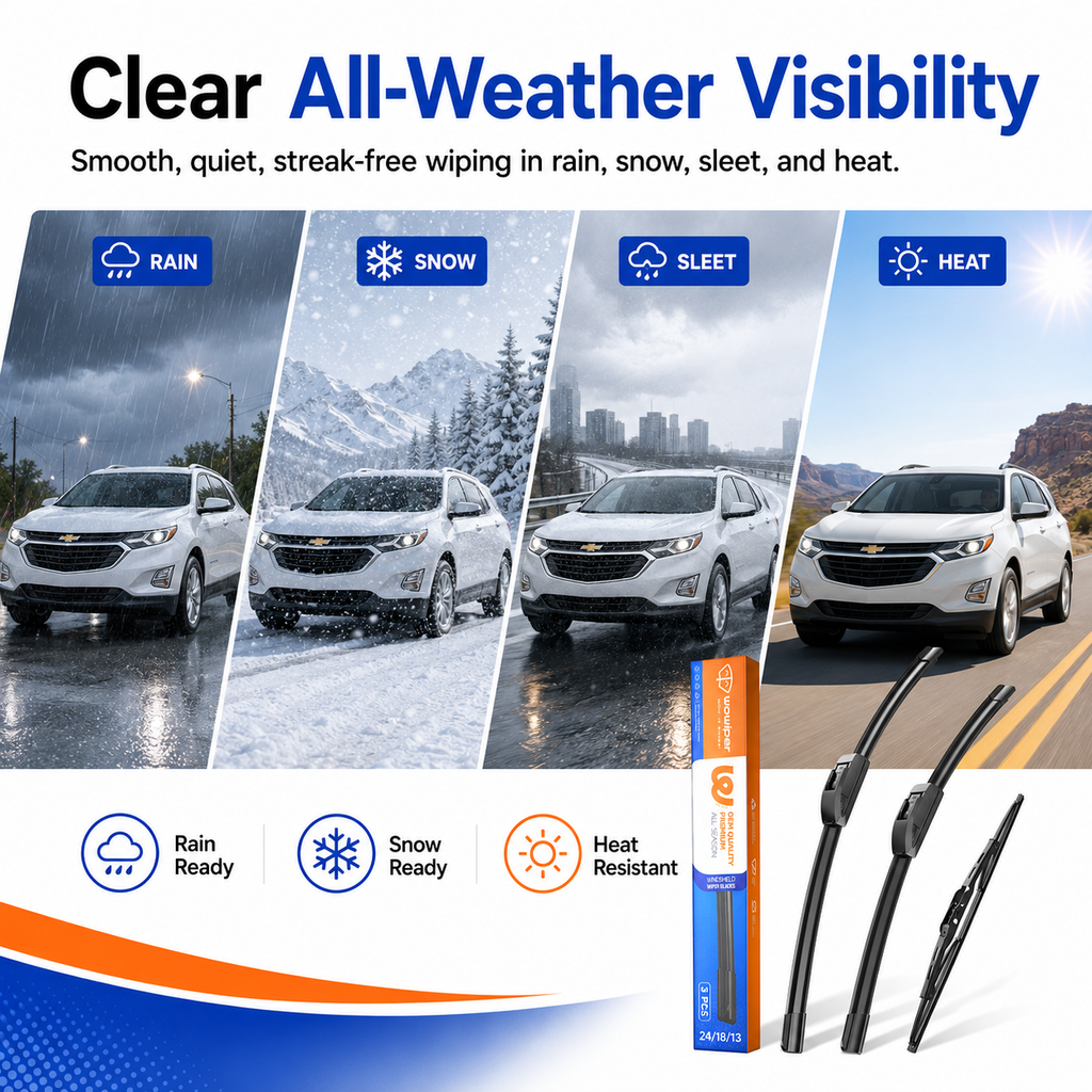 Chevy Equinox 2018-2021 Wiper Blades, WOWIPER 24"+18" Front & 13" Rear Set