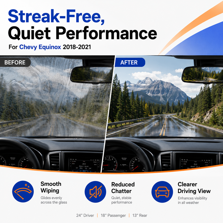 Chevy Equinox 2018-2021 Wiper Blades, WOWIPER 24"+18" Front & 13" Rear Set