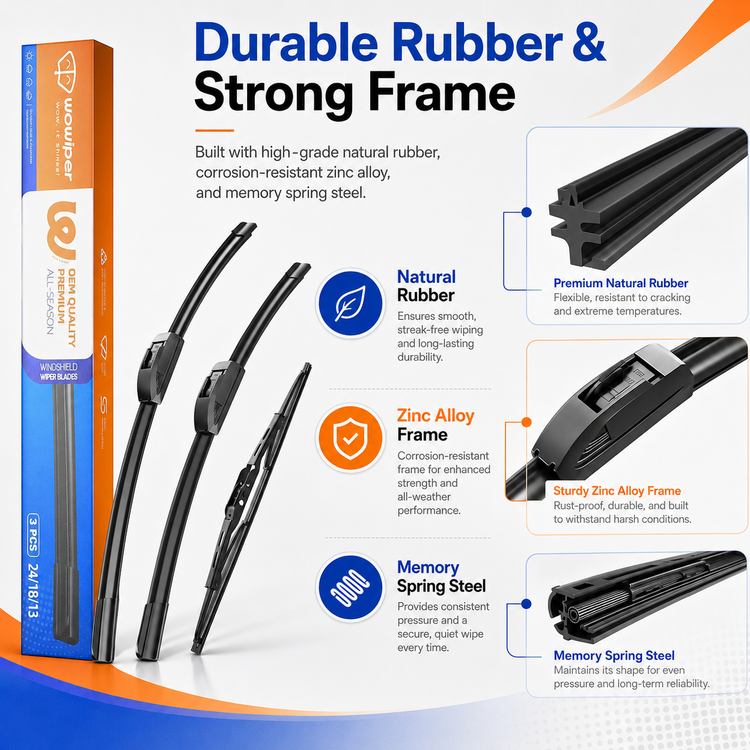 Chevy Equinox 2018-2021 Wiper Blades, WOWIPER 24"+18" Front & 13" Rear Set