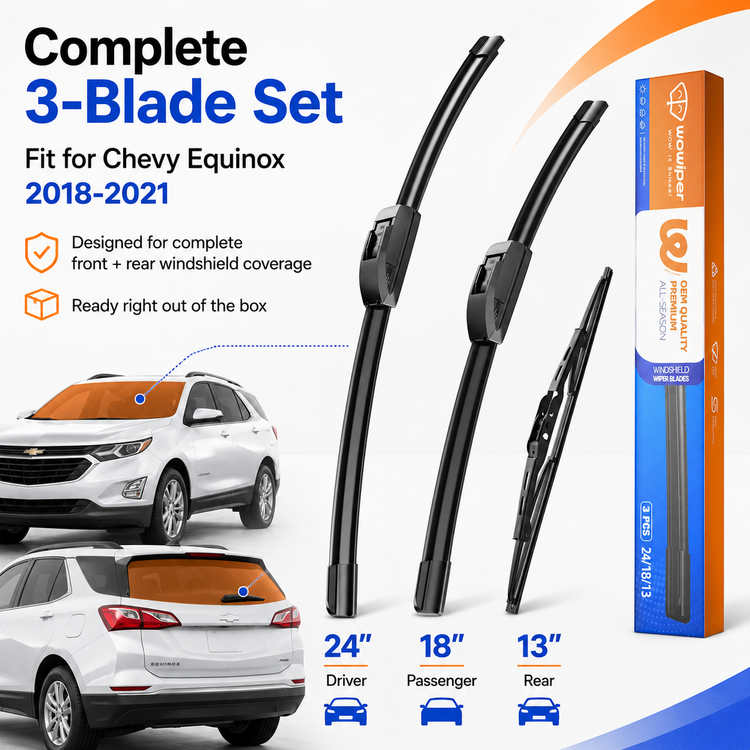 Chevy Equinox 2018-2021 Wiper Blades, WOWIPER 24"+18" Front & 13" Rear Set
