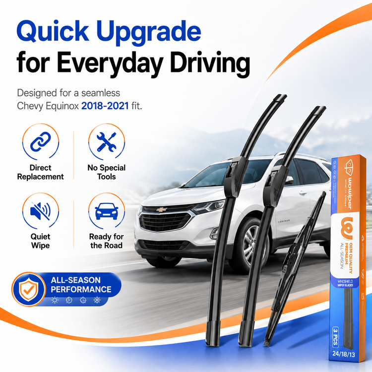 Chevy Equinox 2018-2021 Wiper Blades, WOWIPER 24"+18" Front & 13" Rear Set