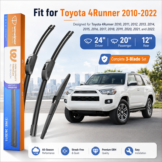Toyota 4Runner 2010-2022 Wiper Blades, WOWIPER 24"+20" Front & 12" Rear Set