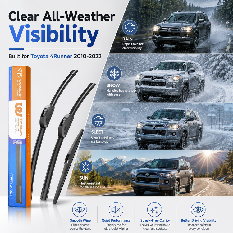 Toyota 4Runner 2010-2022 Wiper Blades, WOWIPER 24"+20" Front & 12" Rear Set