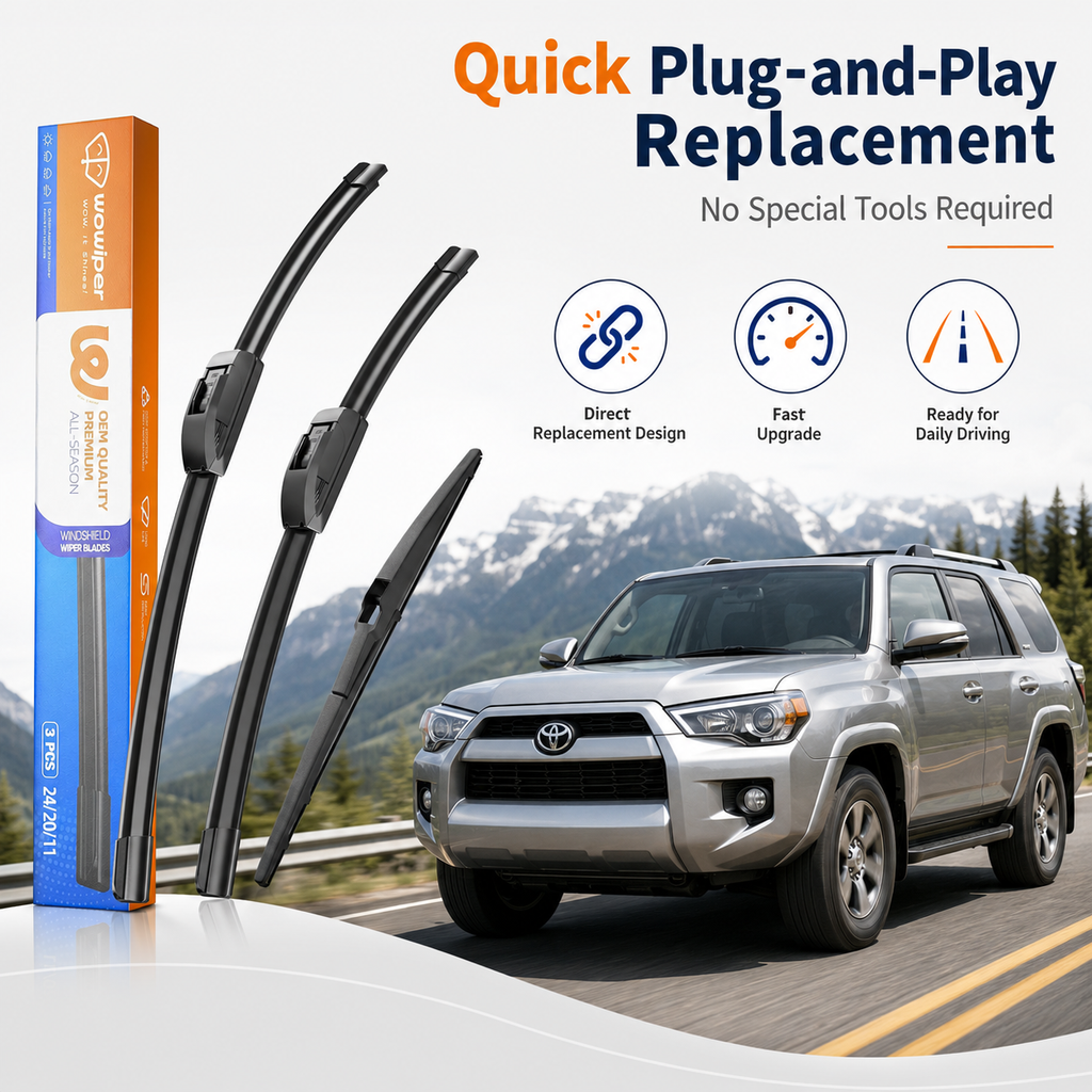 Toyota 4Runner 2010-2022 Wiper Blades, WOWIPER 24"+20" Front & 12" Rear Set