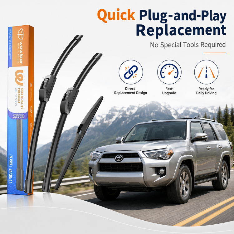 Toyota 4Runner 2010-2022 Wiper Blades, WOWIPER 24"+20" Front & 12" Rear Set