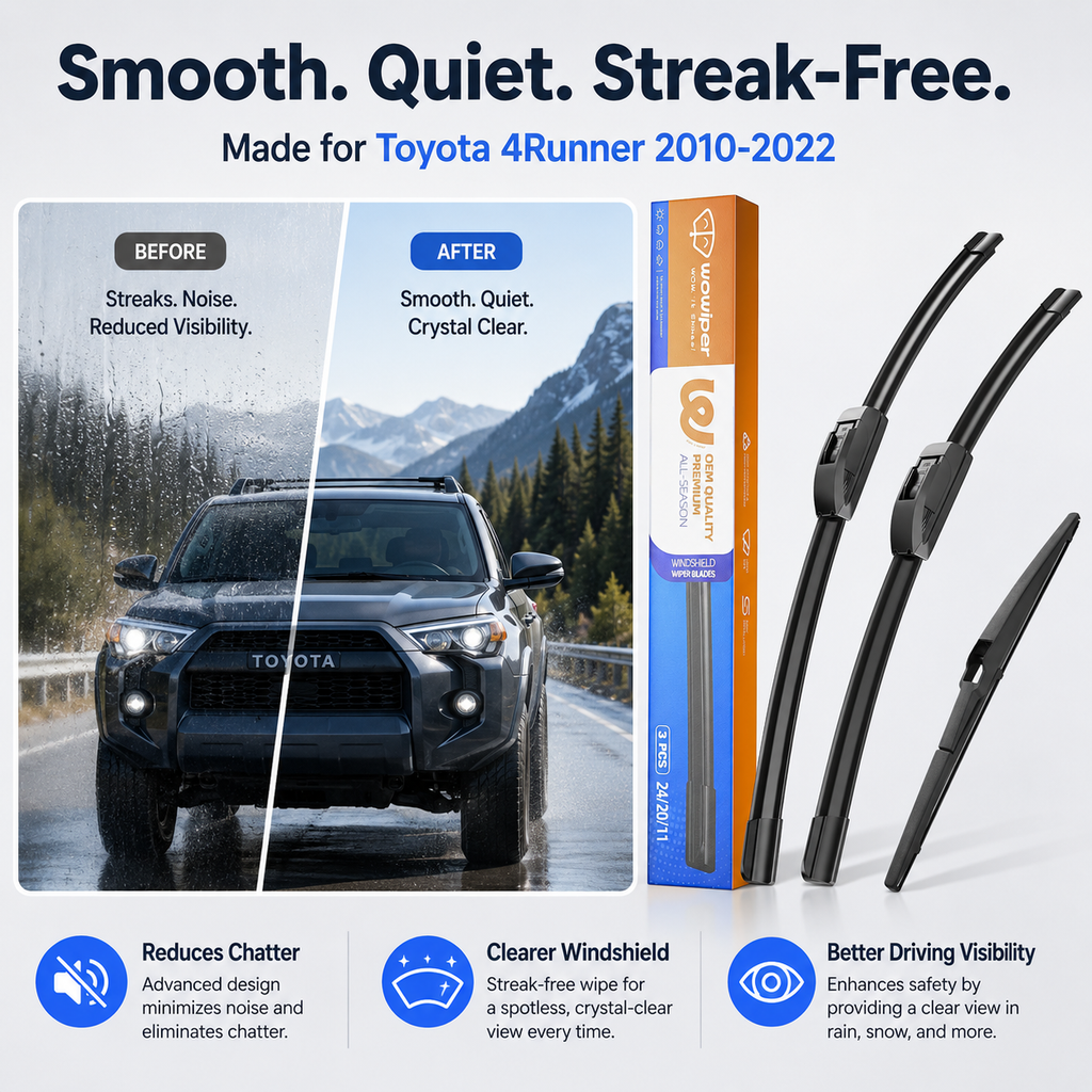 Toyota 4Runner 2010-2022 Wiper Blades, WOWIPER 24"+20" Front & 12" Rear Set