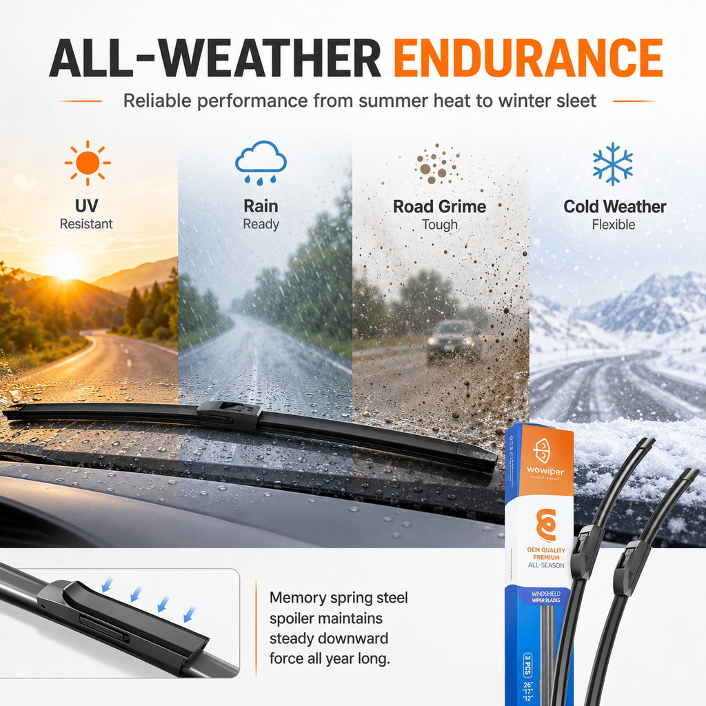 Honda CR-V 2017-2022 Wiper Blades, Wowiper Premium 26"+17"+12" Front & Rear Set (Pack of 3)