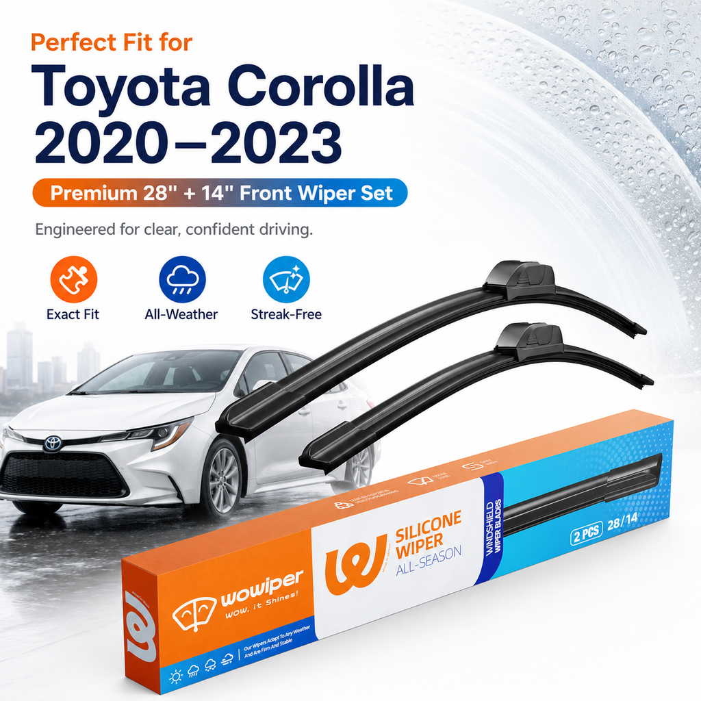 Toyota Corolla 2020-2023 Wiper Blades, Wowiper Premium 28"+14" Front Windshield Set (Pack of 2)