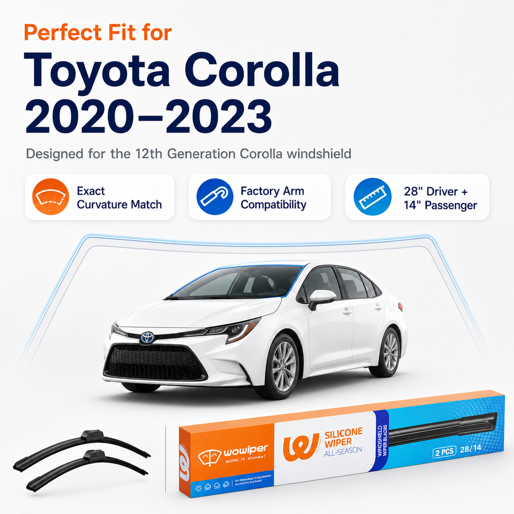 Toyota Corolla 2020-2023 Wiper Blades, Wowiper Premium 28"+14" Front Windshield Set (Pack of 2)