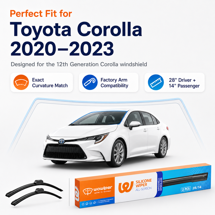 Toyota Corolla 2020-2023 Wiper Blades, Wowiper Premium 28"+14" Front Windshield Set (Pack of 2)