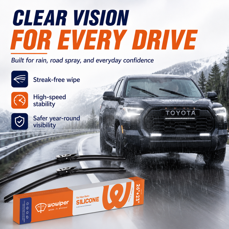 Toyota Tundra 2007-2021 Wiper Blades, Wowiper Premium 26"+23" Front Windshield Set (Pack of 2)