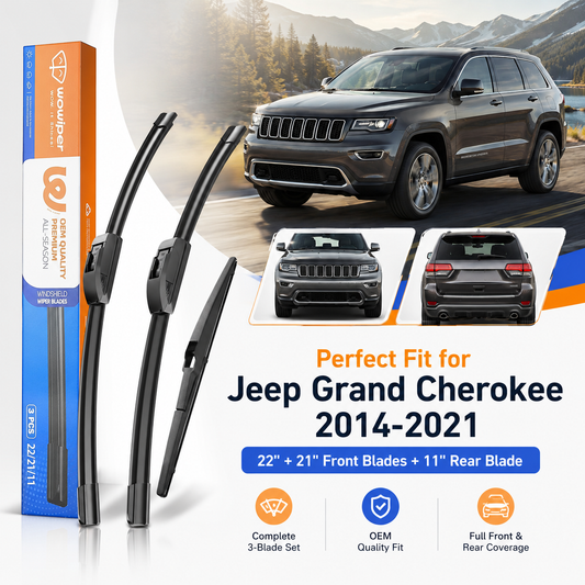 Jeep Grand Cherokee 2014-2021 Wiper Blades, WOWIPER 22"+21" Front & 11" Rear Wiper Blade Set