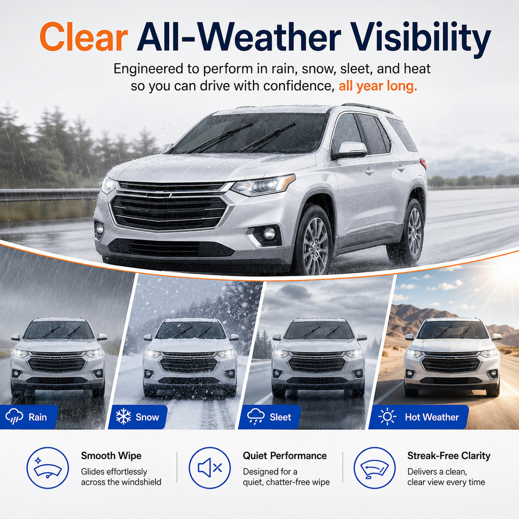 Chevy Traverse 2018-2023 Wiper Blades, WOWIPER 24"+20" Front & 10" Rear Wiper Blade Set