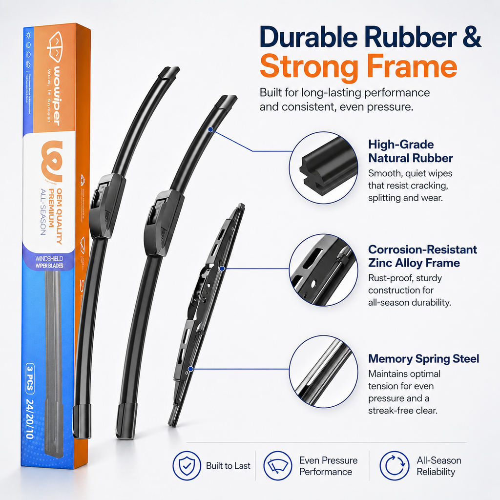Chevy Traverse 2018-2023 Wiper Blades, WOWIPER 24"+20" Front & 10" Rear Wiper Blade Set