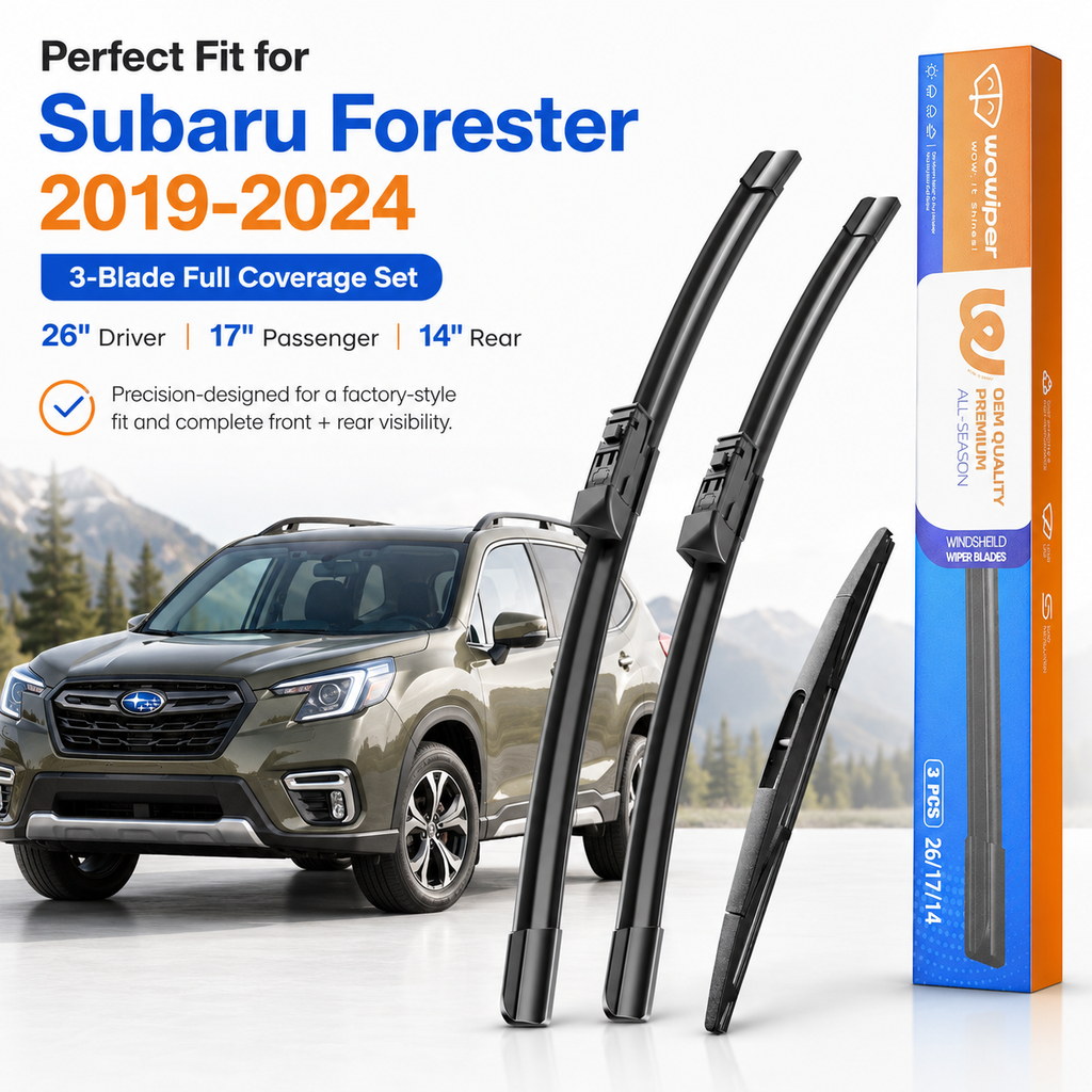Subaru Forester 2019-2024 Wiper Blades, WOWIPER 26"+17" Front & 14" Rear Wiper Blade Set