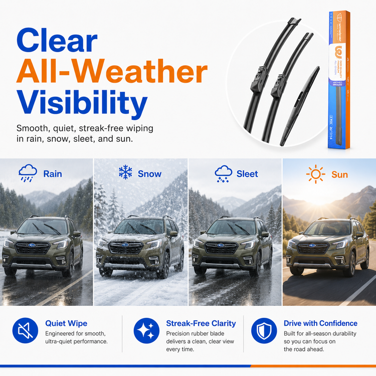 Subaru Forester 2019-2024 Wiper Blades, WOWIPER 26"+17" Front & 14" Rear Wiper Blade Set