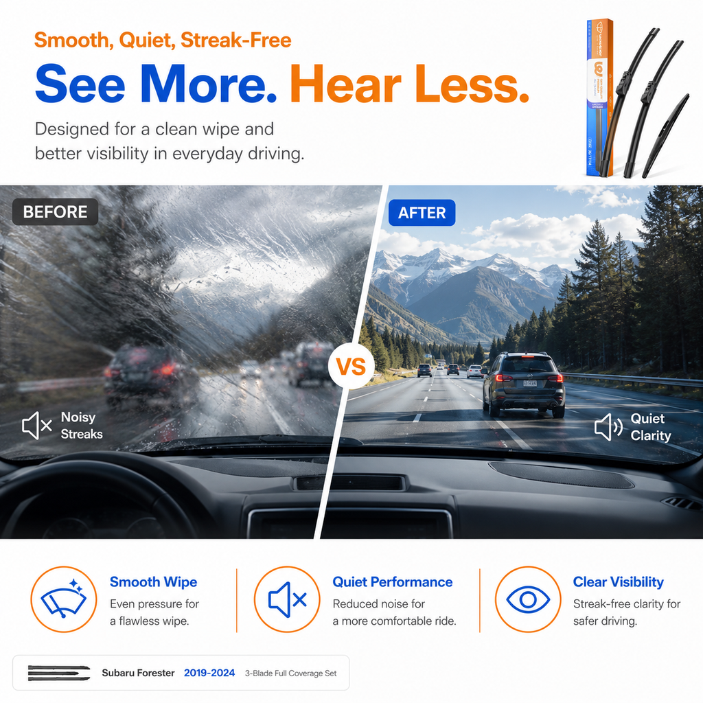 Subaru Forester 2019-2024 Wiper Blades, WOWIPER 26"+17" Front & 14" Rear Wiper Blade Set