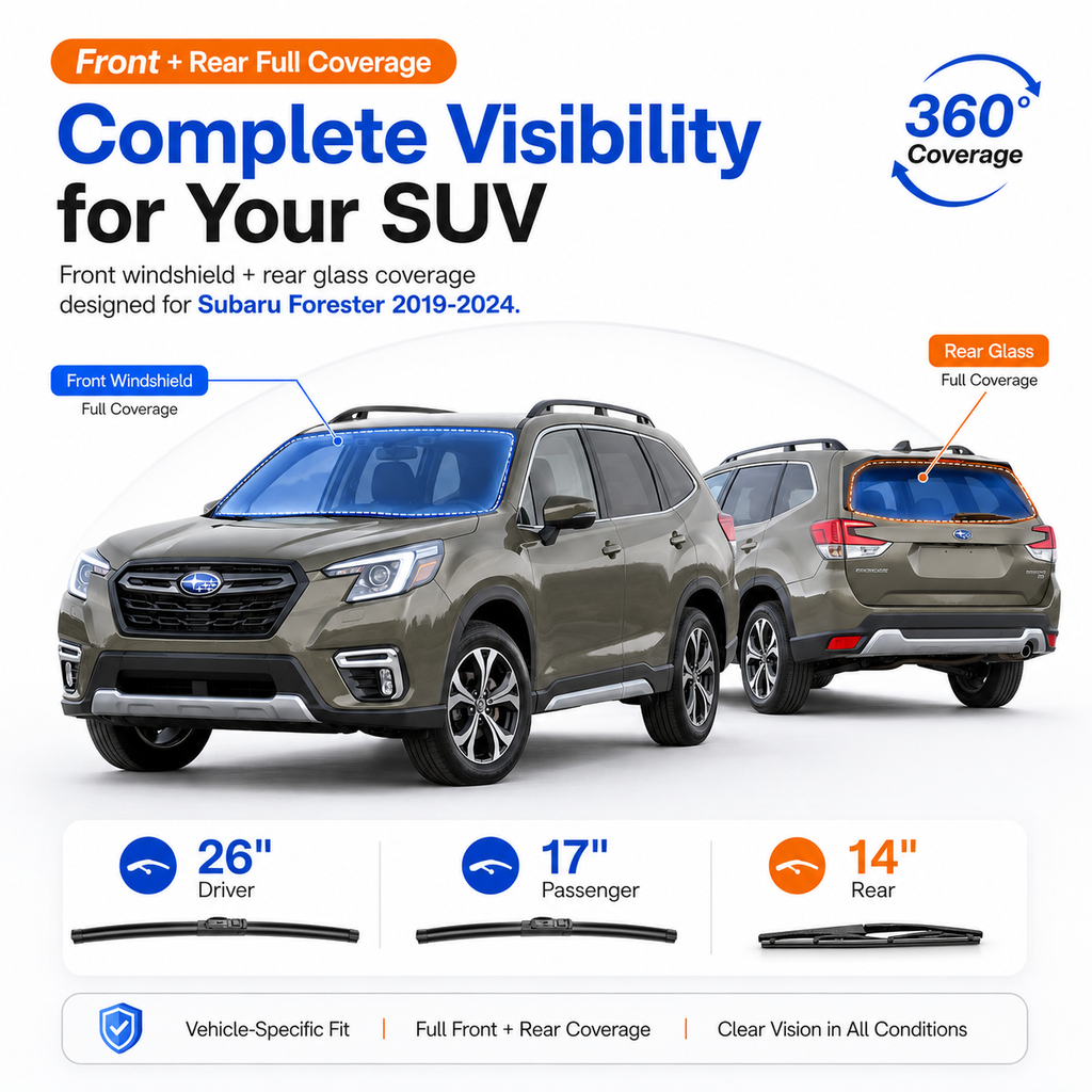 Subaru Forester 2019-2024 Wiper Blades, WOWIPER 26"+17" Front & 14" Rear Wiper Blade Set