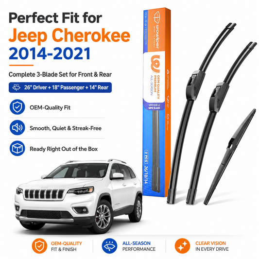 Jeep Cherokee 2014-2021 Wiper Blades, WOWIPER 26"+18" Front & 14" Rear Wiper Blade Set