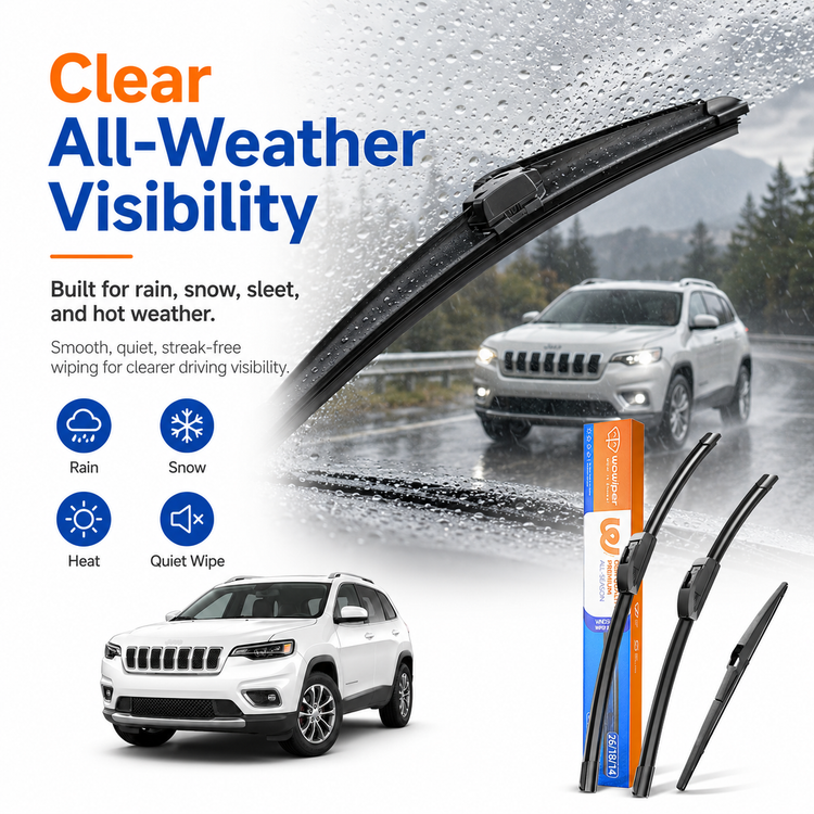Jeep Cherokee 2014-2021 Wiper Blades, WOWIPER 26"+18" Front & 14" Rear Wiper Blade Set