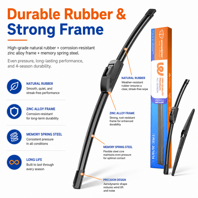 Jeep Cherokee 2014-2021 Wiper Blades, WOWIPER 26"+18" Front & 14" Rear Wiper Blade Set