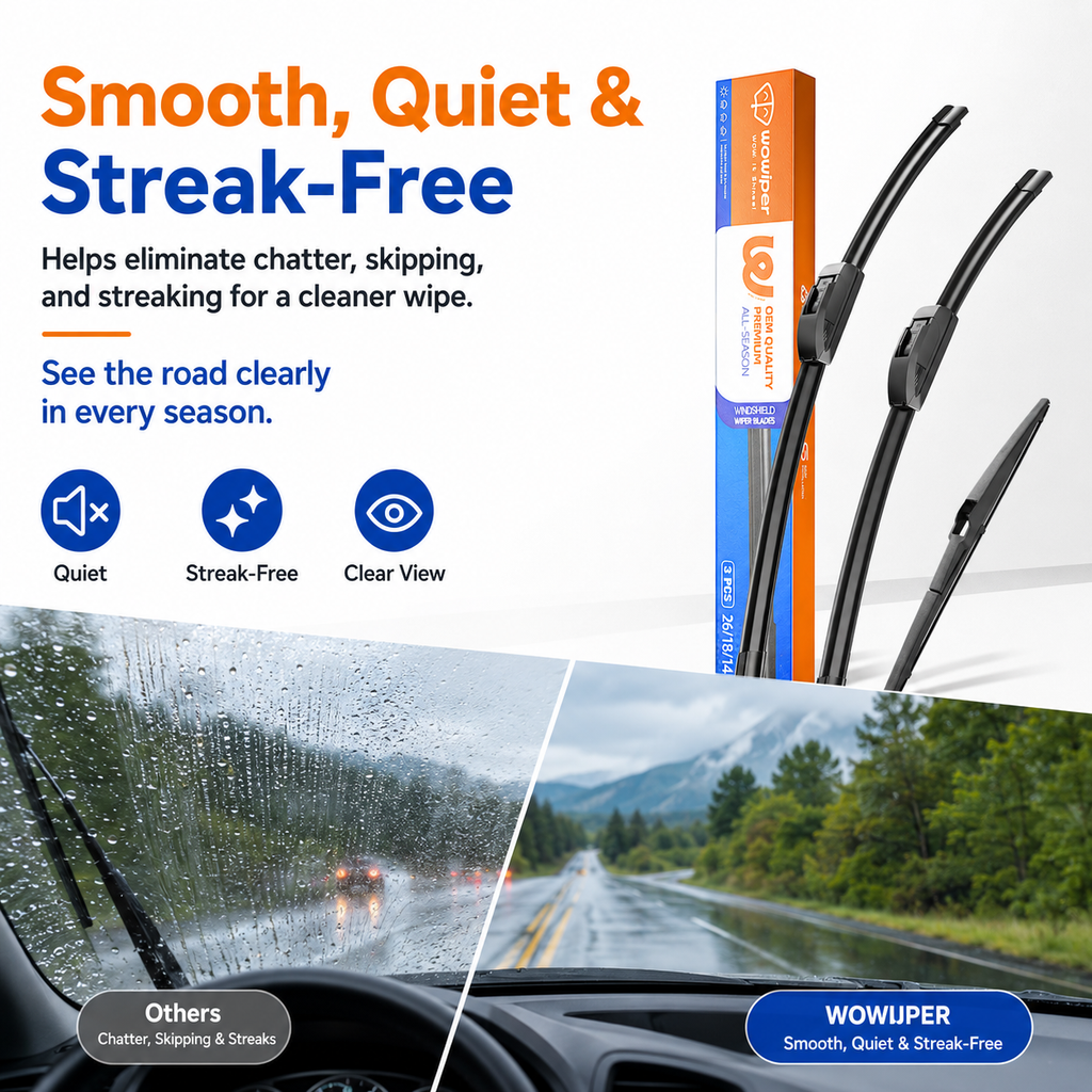 Jeep Cherokee 2014-2021 Wiper Blades, WOWIPER 26"+18" Front & 14" Rear Wiper Blade Set