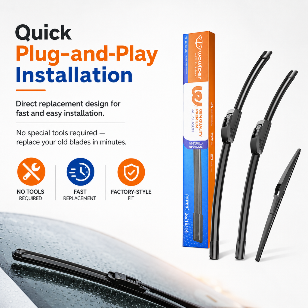 Jeep Cherokee 2014-2021 Wiper Blades, WOWIPER 26"+18" Front & 14" Rear Wiper Blade Set