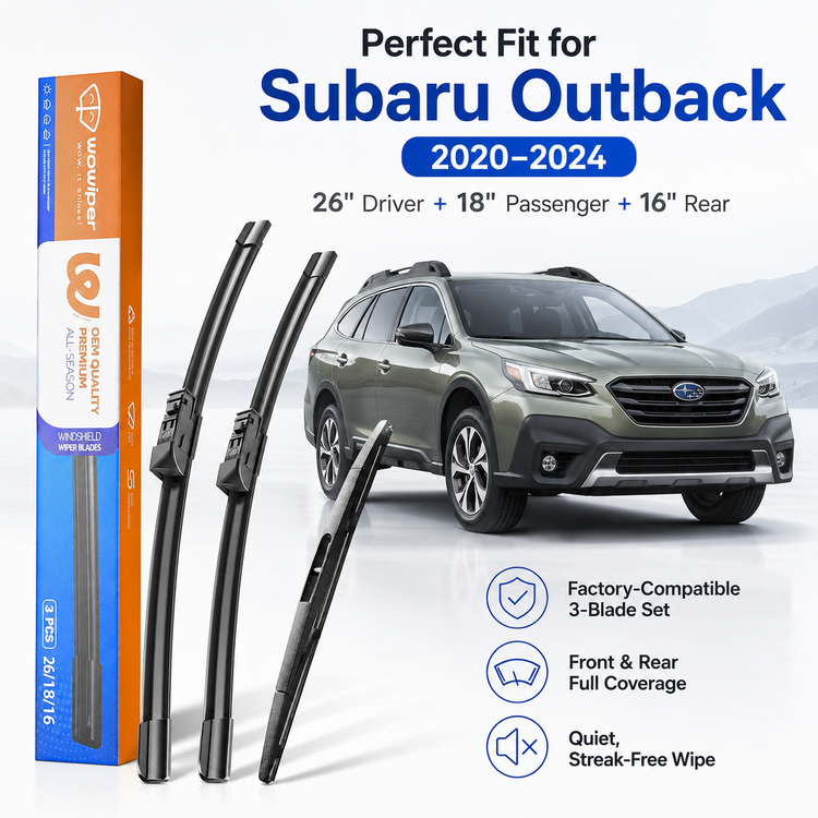 Subaru Outback 2020-2024 Wiper Blades, WOWIPER 26"+18" Front & 16" Rear Wiper Blade Set