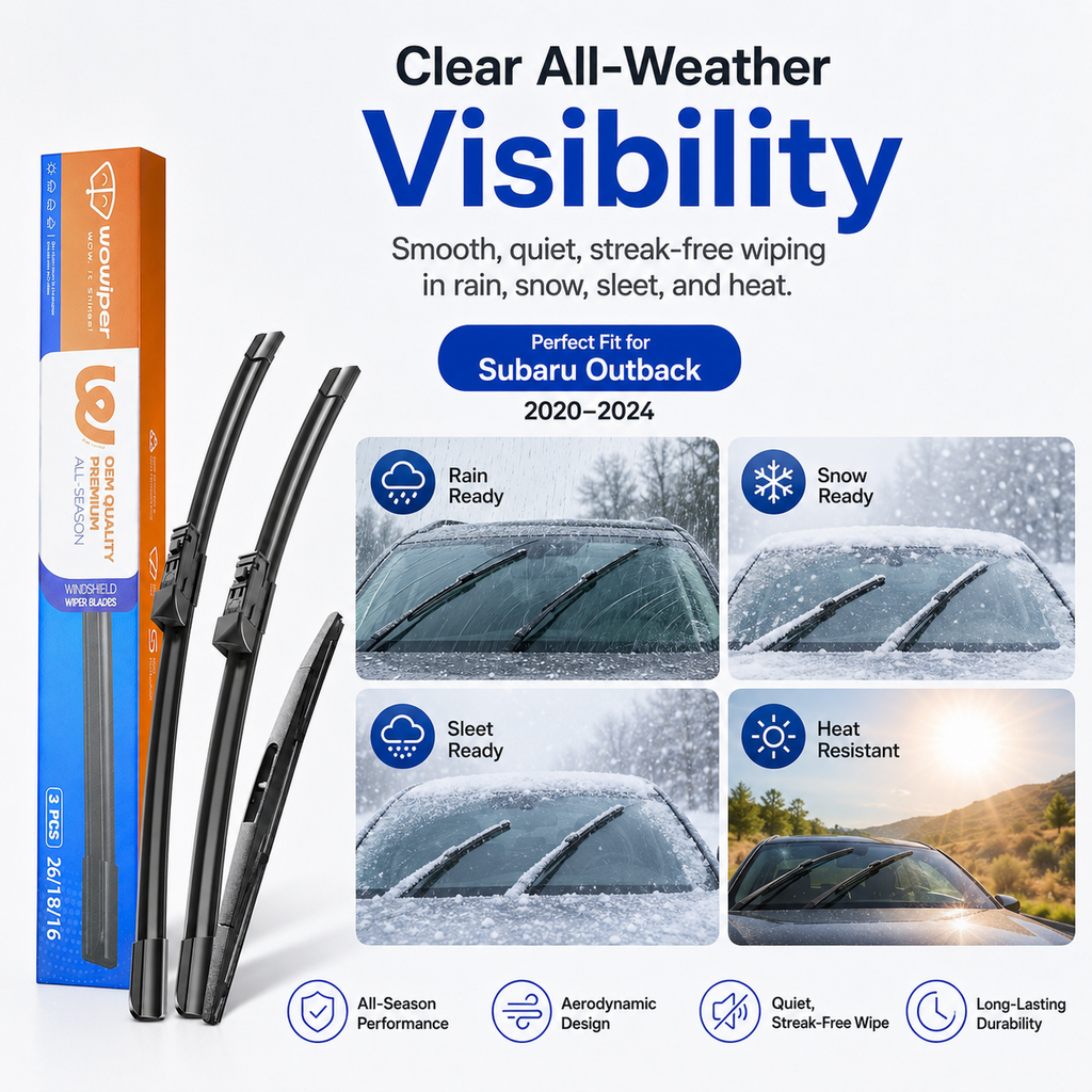 Subaru Outback 2020-2024 Wiper Blades, WOWIPER 26"+18" Front & 16" Rear Wiper Blade Set