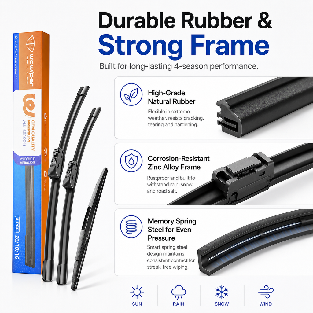 Subaru Outback 2020-2024 Wiper Blades, WOWIPER 26"+18" Front & 16" Rear Wiper Blade Set