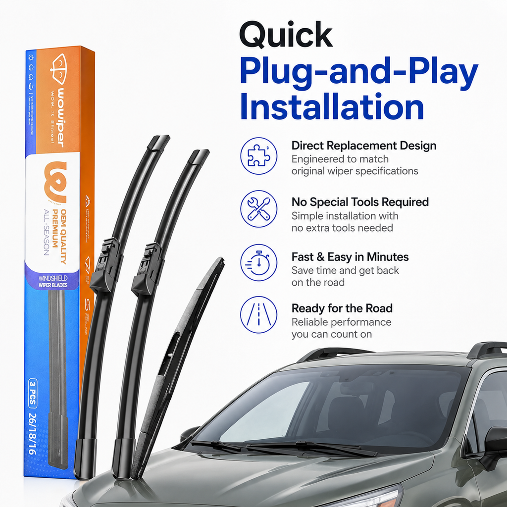 Subaru Outback 2020-2024 Wiper Blades, WOWIPER 26"+18" Front & 16" Rear Wiper Blade Set