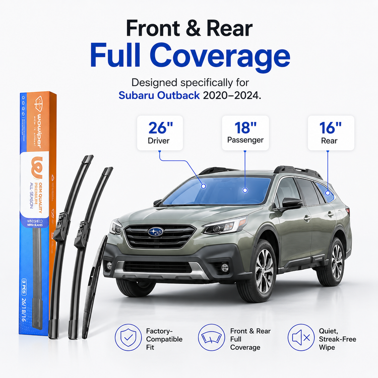Subaru Outback 2020-2024 Wiper Blades, WOWIPER 26"+18" Front & 16" Rear Wiper Blade Set