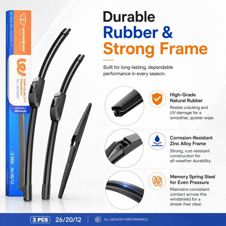 Toyota Highlander 2008-2019 Wiper Blades, WOWIPER 26"+20" Front & 12" Rear Wiper Blade Set