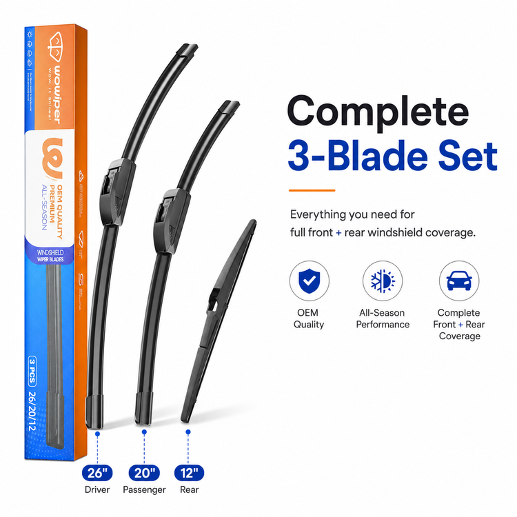 Toyota Highlander 2008-2019 Wiper Blades, WOWIPER 26"+20" Front & 12" Rear Wiper Blade Set
