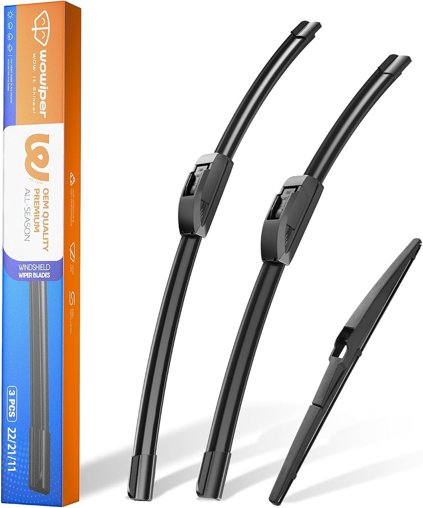 Jeep Grand Cherokee 2014-2021 Wiper Blades, WOWIPER 22"+21" Front & 11" Rear Wiper Blade Set