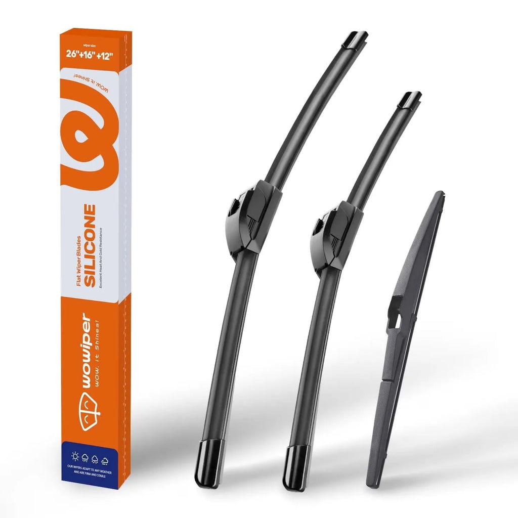 Toyota RAV4 2019-2024 Silicone Wiper Blades 3 Pack, WOWIPER 26"+16" Front & 12" Rear Set, Graphene Coated Water Repellent All-Weather Wipers