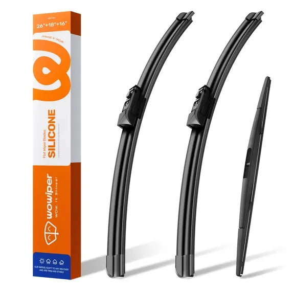 Subaru Outback 2020-2025 Silicone Wiper Blades 3 Pack, WOWIPER 26"+18" Front & 16" Rear Set, Water Repellent All-Weather Windshield Wipers