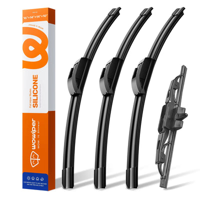 Toyota FJ Cruiser 2007-2014 Silicone Wiper Blades 4 Pack, WOWIPER 16"+14"+14" Front & 10" Rear Set, Water Repellent All-Weather Windshield Wipers