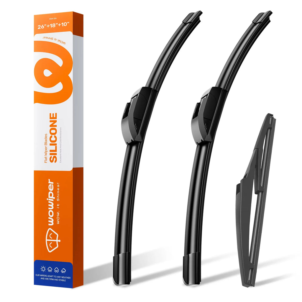 Toyota Highlander 2020-2026 Silicone Wiper Blades 3 Pack, WOWIPER 26"+18" Front & 10" Rear Set, Water Repellent All-Weather Windshield Wipers