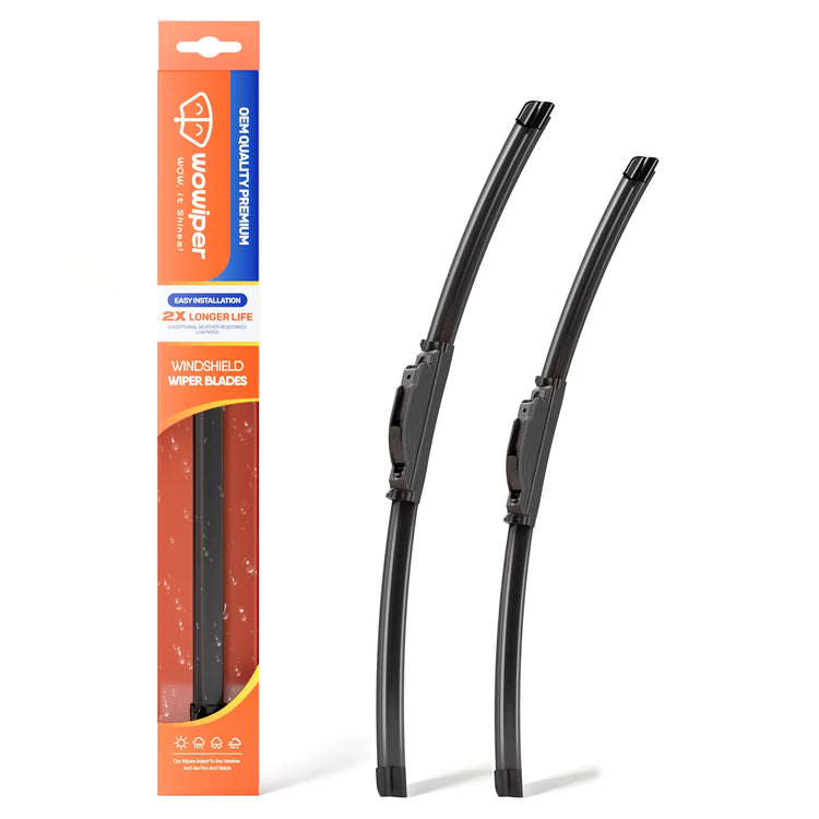 Ford Fusion 2006-2012 24"+19" Windshield Wiper Blades, WOWIPER J/U Hook Beam Wipers, Premium Natural Rubber, Quiet Streak-Free All-Season Front Replacement, 2 Pack