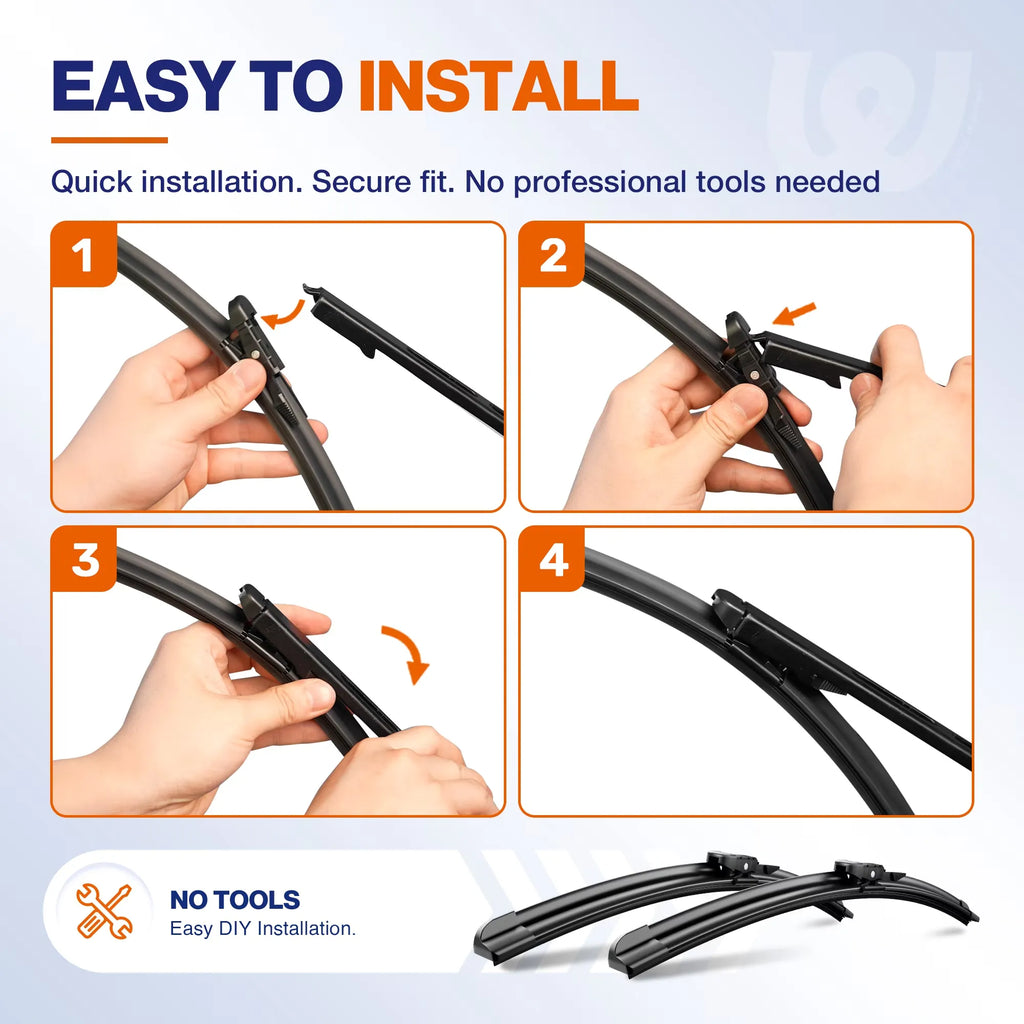 Ford Mustang 2007-2023 Silicone Wiper Blades, WOWIPER 22"+20" Graphene Coated Front Set, Water Repellent All-Weather Windshield Wipers