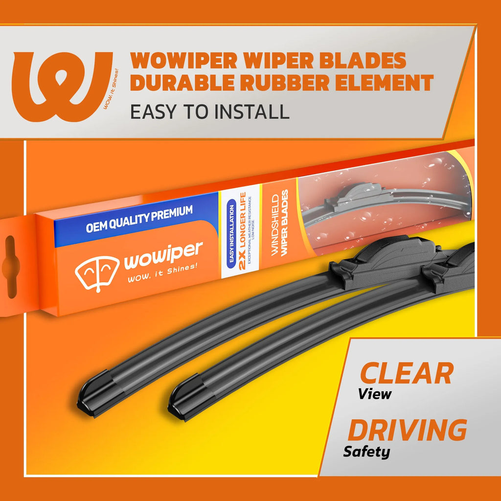 Ford F-150, F-250 & F-350 22"+22" Windshield Wiper Blades, WOWIPER J/U Hook Beam Wipers, Quiet Streak-Free All-Season Front Replacement, 2 Pack