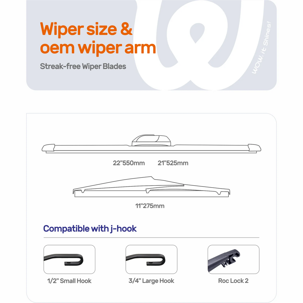 Jeep Grand Cherokee 2014-2021 Silicone Wiper Blades, WOWIPER 22"+21" Front & 11" Rear Graphene Coated Set