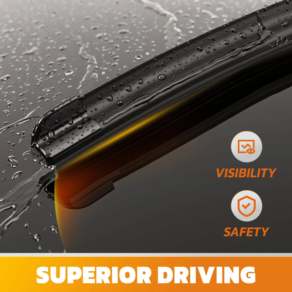 Ford F-150, F-250 & F-350 22"+22" Windshield Wiper Blades, WOWIPER J/U Hook Beam Wipers, Quiet Streak-Free All-Season Front Replacement, 2 Pack