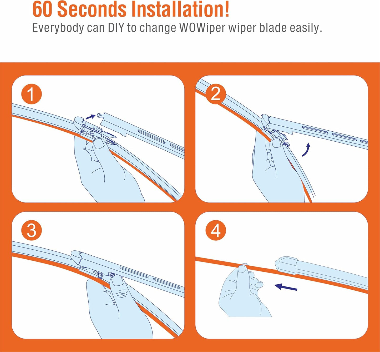 WOWIPER Silicone Windshield Wiper Blades For Ford Escape/ Focus/ Edge (28''+28'' for Pinch Tab)